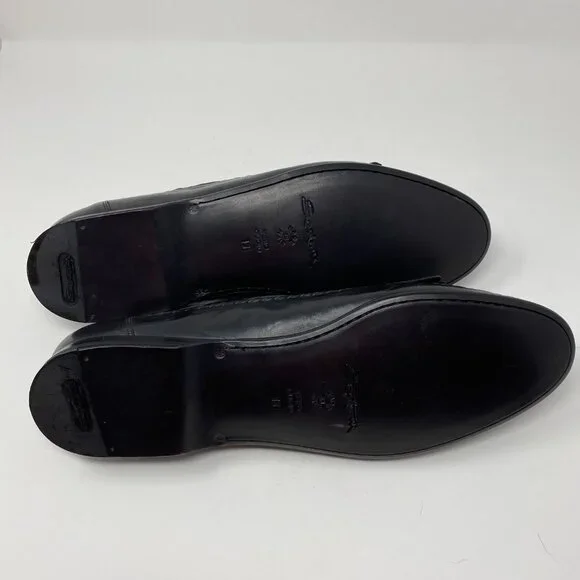 NEW santoni leather slip on shoes w/ tassels